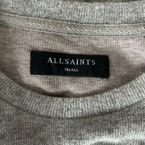 AllSaints Men's Ryshe Short Sleeve Crew Sweatshirt in Gray Size Small - Picture 6 of 7